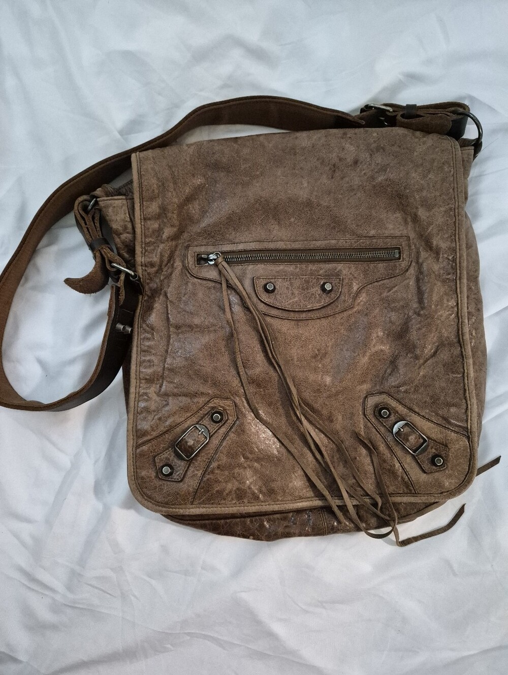 Balenciaga Messenger Bag Brown Leather Crossbody Pre-2010